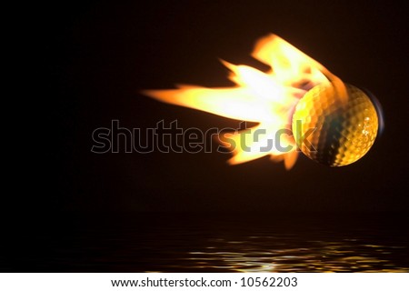 Flaming Golf Ball Over Water