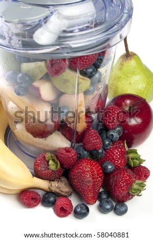 A delicious cold Fruit Smoothie or daiquiri in a blender