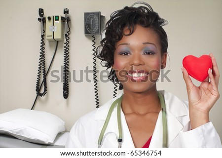 A beautiful black woman doctor in a lab coat