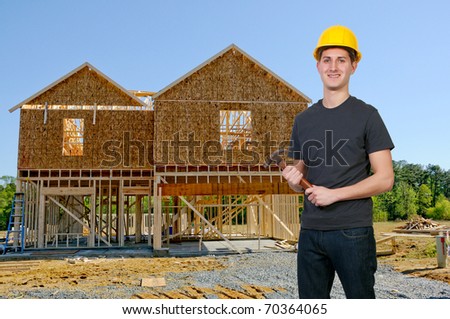 A man Construction Worker on a job site.