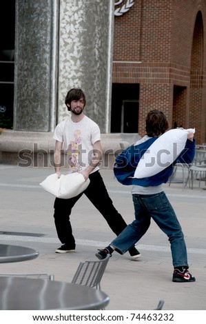 RALEIGH, NC - APRIL 2: Annual International Pillow Fight Event in Raleigh, NC on April 2, 2011