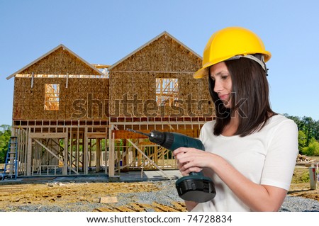 A Female Construction Worker on a job site.