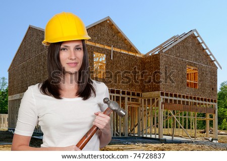 A Female Construction Worker on a job site.