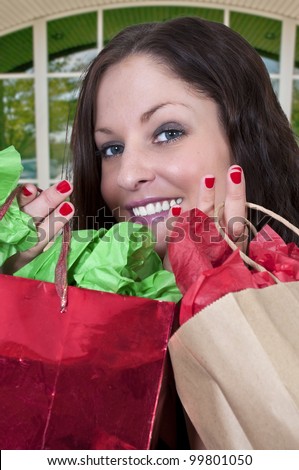 A beautiful young woman on a shopping spree