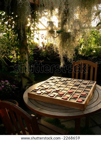 Checkers game in garden
