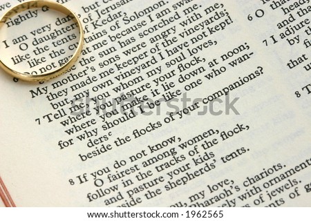 Verses from Song of Solomon or Song of Songs with wedding ring
