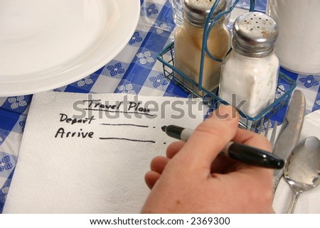 travel plans on a napkin