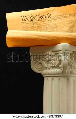 United States Constitution on a pedestal