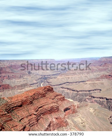 Aerial view of Colorado River at the bottom of the Grand Canyon.