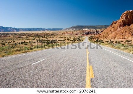 Lone desert highway (from human height)