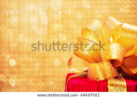 Red Gift box with gold ribbon