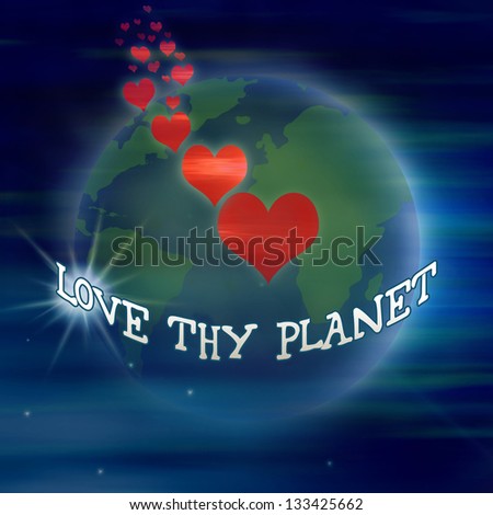 Love thy planet earth globe with hearts