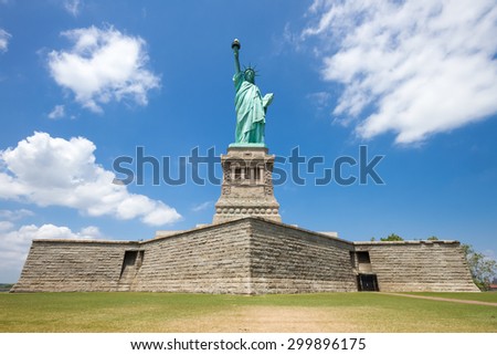 Statue of Liberty view including pedestal and base, New York