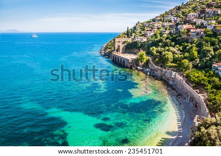 Sea beach in Alanya, Turkey. Beautiful summer landscape