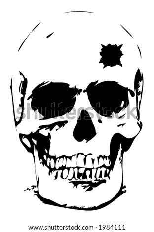 stock vector Bullet hole skull vector illustration