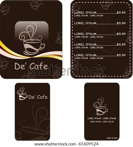 Menucoffee Shop on Menu And Business Card Design For Coffee Shop Stock Vector 65609524