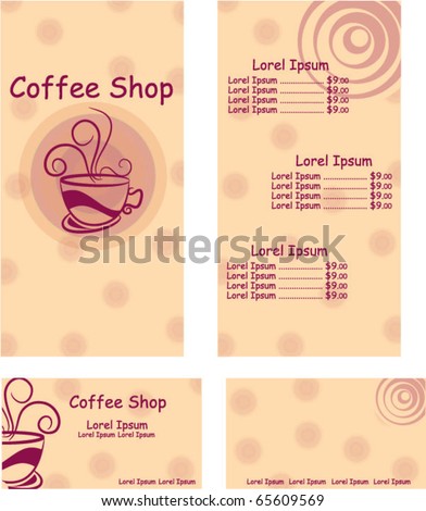 Coffee Shop Layout on Menu And Business Card Design For Coffee Shop Stock Vector 65609569