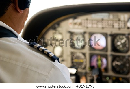 Pilots in the cockpit during a commercial flight