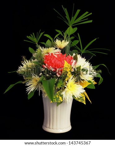 Pretty flower decorated in vase isolated with work path