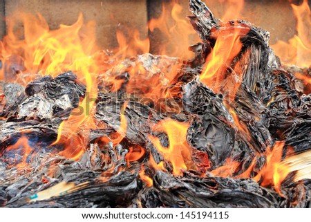 burning paper with fire