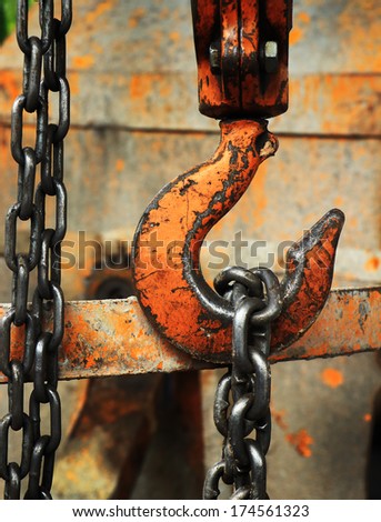 orange vivid industrial chain hook