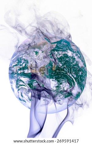 Global Earth image with smoke on Earth\'s day clean concept Elements of this image furnished by NASA