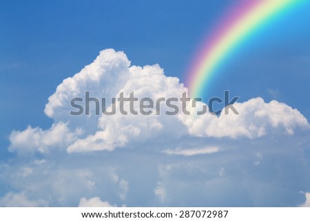 Cloud Sky with abstract rainbow moist colored spectrum