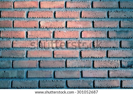 Weather worn brick wall interior pattern decoration vintage style blue vignette version