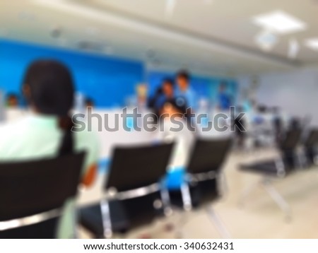 blur blurred building interior at the bank office branch ready for customer on business and financial