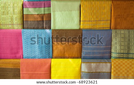 Thai silk made from pure natural silk thread and dyed by chemical colours with old style original tradition knowledge patterns designed.