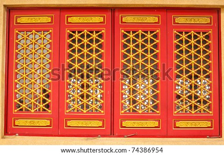 Chinese traditional windows at Chinese temple in Thailand.