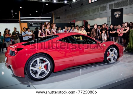 NONTABURI,THAILAND-MAY,15: a Ferrari 458 Itatia on display at the Super Car & Import Car Show,May 15,2011 in Nontaburi, Thailand