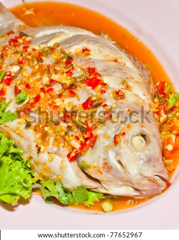 prepared streamed fish with spices ingradient