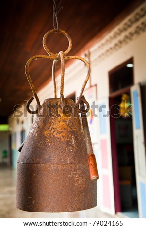 school bell in Thailand made from vintage rocket head