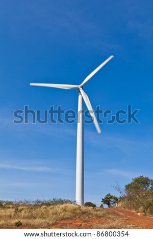 Wind power station - wind turbine against the blue sky,Thailand