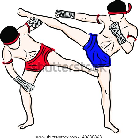 hand drawn Thai martial arts and muay thai boran