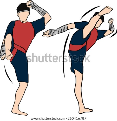 hand drawn Thai martial arts muay thai  body weapon