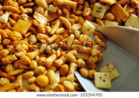 Hot and spicy Indian mixed seeds. food background