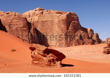 Wadi Rum, Jordan desert landscape.