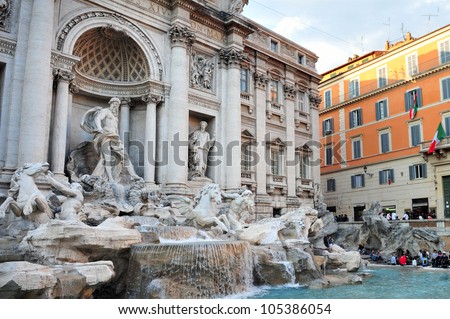 Trevi Fountain in Rome, Italy.it is the largest Baroque fountain in Rome and one of the most famous fountains popular tourist attraction in the world.