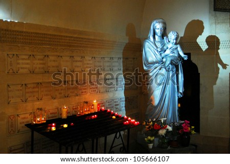 Statue at the famous church Notre Dame de la Garde in Marseille in South France.