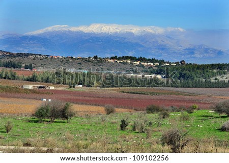Israel landscape of Mount Hermon, Israel.