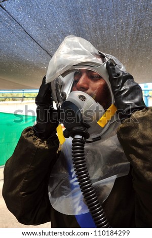 ASHKELON, ISRAEL - JUNE 23: The Israeli emergency forces held a scenario which prepared for a possible chemical and biological rocket attack on Israel on Thursday, June 23, 2010 in Ashkelon, Israel.
