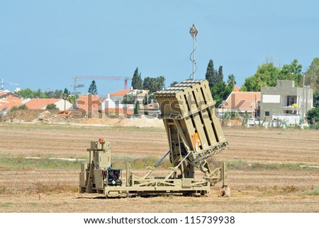 ASHKELON- AUGUST 7: The anti-missile system Iron Dome deployed on August 7 2011 in Ashkelon,Israel.The $200 million anti-rocket system was created by Israel against  rocket attacks from the Gaza strip