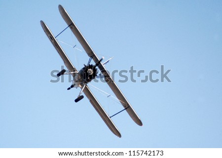 HATZERIM - JUNE 28: Avia BH-21 plane shows off its skills as part of an Israeli Air Force demonstration over Hatzerim Air Force base near the Southern Israeli city of Beer Sheva on June 28, 2007.