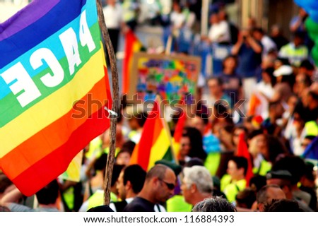 JERUSALEM - JUNE 21:Israeli Gays march along King David road on June 21, 2007 in Jerusalem, Israel.Israel is one of the world's progressive countries in equality for sexual minorities.