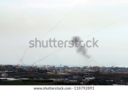GAZA STRIP - DECEMBER 27: Qassam rockets fired for Gaza Strip to Israel on December 27 2008.It's a simple steel artillery rocket developed and deployed the military arm of Hamas.