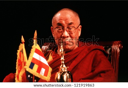 AUCKLAND - APRIL 10 2003:14th Dalai Lama of Tibet in Auckland  New Zealand in April 10 2003.He has lived in exile in India since the Chinese Army crushed an uprising in his homeland in 1959.