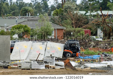 AUCKLAND - DEC 06:The three men died when they were crushed by a falling concrete slab on a construction site, while they sheltered in a truck in Hobsonville Auckland, New Zealand on December 6, 2012. This was caused by a rare tornado
