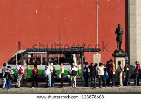 Mexico City-Feb 25:Line Of Mexican People In Public Transportation Station In Mexico City On February 25 2010.It\'S The Second Busiest Publicly Owned Transit System In North America After New York City